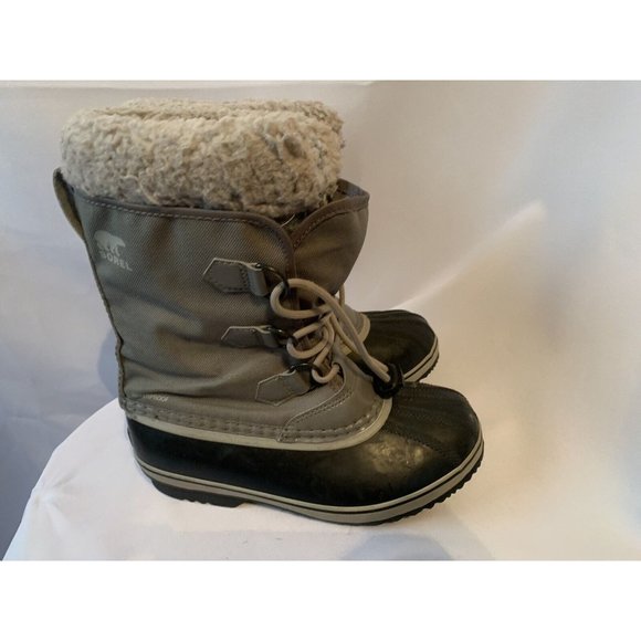 Sorel Other - Sorel Sz 4 Joan Of Arctic Insulated Snow Boots Gray Black Faux Fur Girls Youth